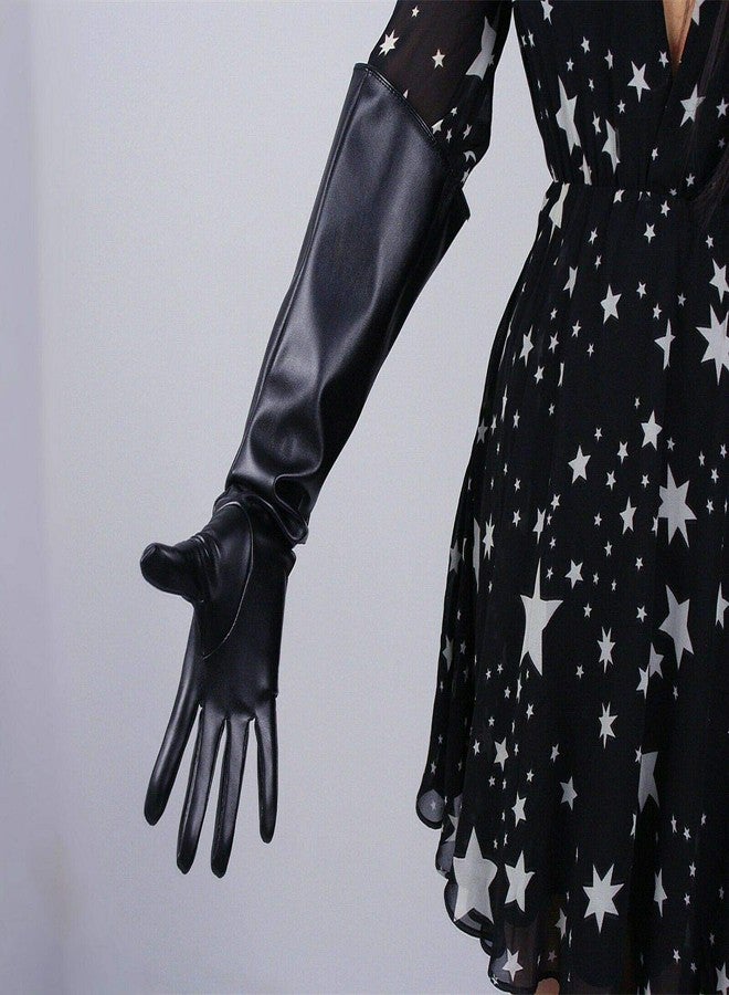 DooWay Women Black Long Leather Gloves Touchscreen Unisex Gauntlet Wide Sleeve Cosplay Dress Finger 20" Over Elbow Cosplay CostumeGloves - Image 5